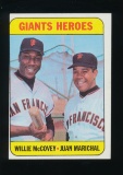 1969 Topps Baseball Card #572 Giant Heroes: Willie McCovey-Juan Marichal