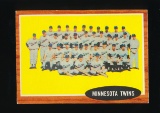 1962 Topps Baseball Card #584 Minnesota Twins Team Card (Scarce Short Print