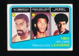 1972 Topps Basketball Card #175 NBA Rebounds Leaders: Wilt Chaimberlain-Kar