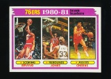 1981 Topps Basketball Card #59 76ers Team Leaders: Julius Irving-Bobby Jone