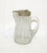 Vintage Glass Syrup/Cream Pitcher with Metal Lid/Spout. 5-1/4