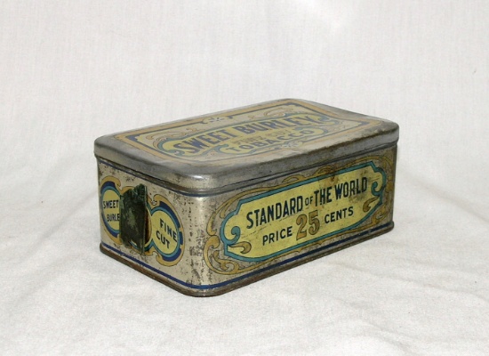 Vintage "Sweet Burley" Fine Cut Tobacco Tin. 3-3/4" x 6" x 2-1/2"