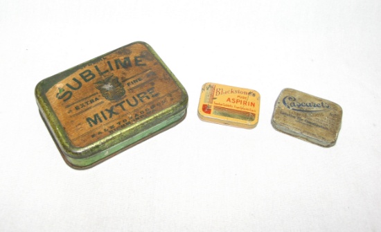 Vintage Tobacco, Aspirin, & Constipation Tins.