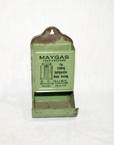 Vintage Metal/Tin Match Safe advertising MAYGAS Propane