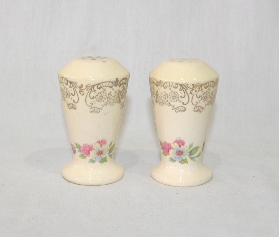 Vintage Ceramic Salt & Pepper Shakers with Flower Decorations.