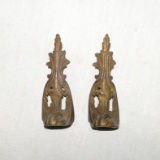 (2) Early Ornate decorative brass corner decorations   4