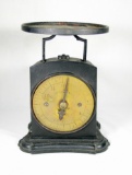 Antique Heavy Cast Iron Drug Store Scale with Brass Front Plate by John Cha