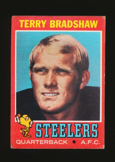 1971 Topps ROOKIE Football Card #156 Rookie Hall of Famer Terry Bradshaw Pi