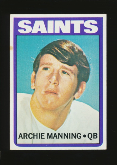 1972 Topps ROOKIE Football Card #55 Rookie Archie Manning New Orleans Saint