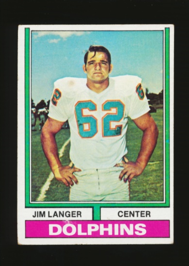 1974 Topps ROOKIE Football Card #397 Hall of Famer Jim Langer Miami Dolphin