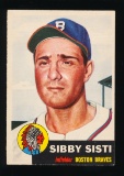 1953 Topps Baseball Card #124 Sibby Sisti Boston Braves