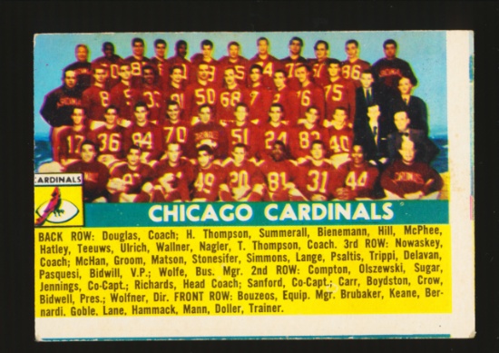 1956 Bowman Football Card #22 Chicago Cardinals Team Card