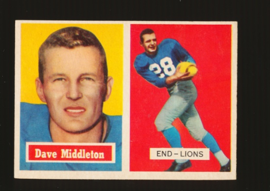 1957 Bowman Football Card #8 Dave Middleton Detroit Lions