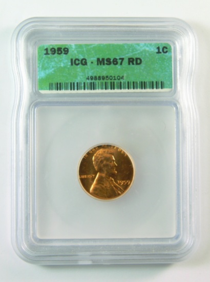 12.  1959 Lincoln Cent Certified ICG MS67RD