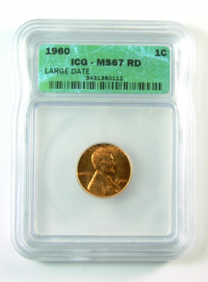 13.  1960 Lincoln Cent Certified ICG MS67RD