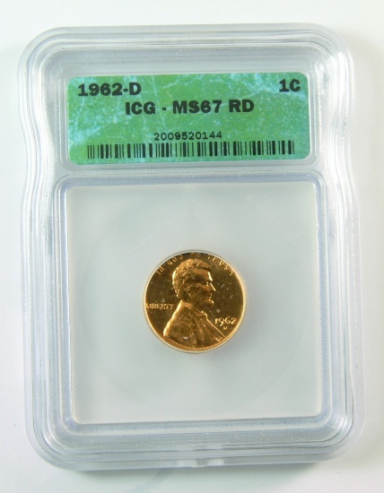 14.  1962-D Lincoln Cent Certified ICG MS67RD