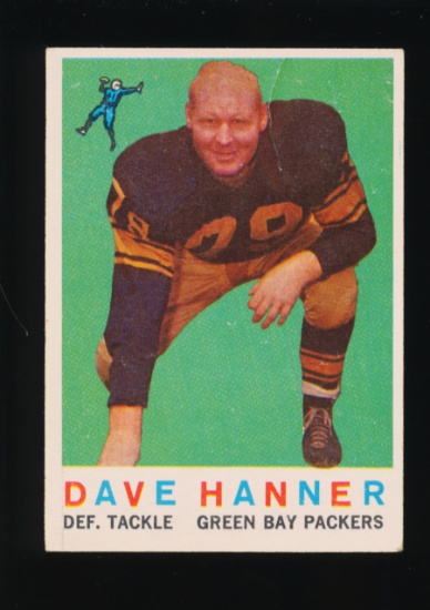 1959 Topps Football Card #64 Dave Hanner Green Bay Packers (Crease Front To