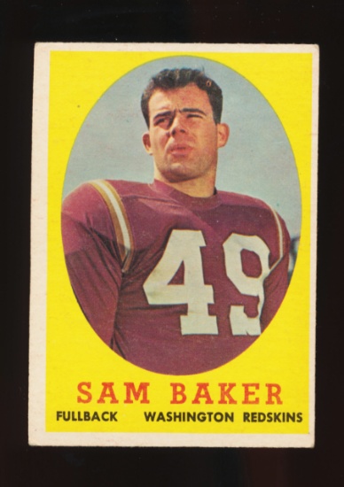 1958 Topps Football Card #34 Sam Baker Washington Redskins