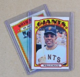 (2) 1972 Topps Baseball Cards. Hall of Famer Willie Mays San Francisco Gian