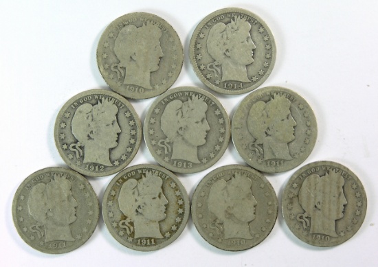 (9) 1910-1914 Barber Quarters