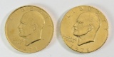 (2) 1970s (1971 & 1978) Copper Nickel Gold Plated Eisenhower Dollar Commemo