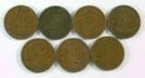 (7) 1940s Canadian One Cent Coins