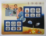 Postal Commemorative Society US Uncirculated 1968 Coin Mint Set Mounted on