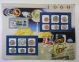 Postal Commemorative Society US Uncirculated 1969 Coin Mint Set Mounted on