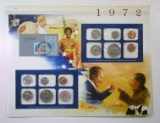 Postal Commemorative Society US Uncirculated 1972 Coin Mint Set Mounted on