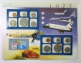 Postal Commemorative Society US Uncirculated 1977 Coin Mint Set Mounted on