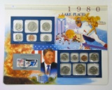 Postal Commemorative Society US Uncirculated 1980 Coin Mint Set Mounted on