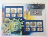 Postal Commemorative Society US Uncirculated 1986 Coin Mint Set Mounted on