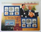 Postal Commemorative Society US Uncirculated 1987 Coin Mint Set Mounted on