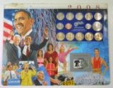 Postal Commemorative Society US Uncirculated 2008 Coin Mint Set Mounted on
