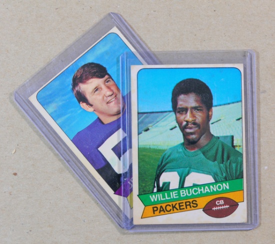 (2) 1977 Holsum Bread Football Cards: #9 Willie Buchanan Green Bay Packers-