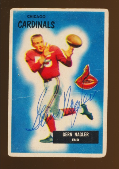 1955Bowman AUTOGRAPHED Football Card #127 Gern Nagler Chicago Cardinals. Ha