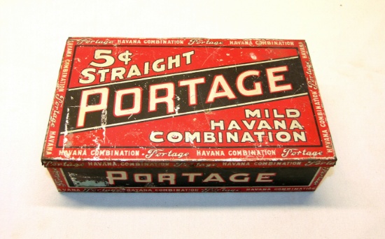 Vintage Metal/Tin Cigar Box. Portage Mild Havana Combination 5 Cent Straigh