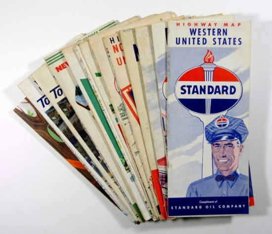 (12) 1950s-60s US Road Maps. All Complete Very Good Readable Conditions