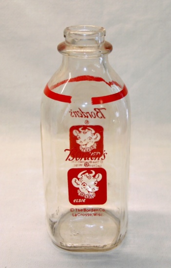 Vintage Borden's "Elsie" One Quart Milk/Juice Glass Bottle. The Borden Co.