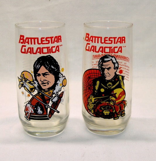 (2) 1970s "BattleStar Galactica" 16 oz Glasses