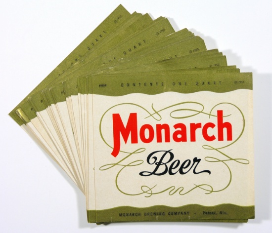(49) 1950s Unused 1-QT Monarch Beer Bottle Labels Monarch Brewing Company.
