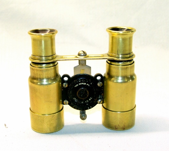 Vintage Early 20th Century (1920s?) Brass Biascope Binoculars Wollensak Roc