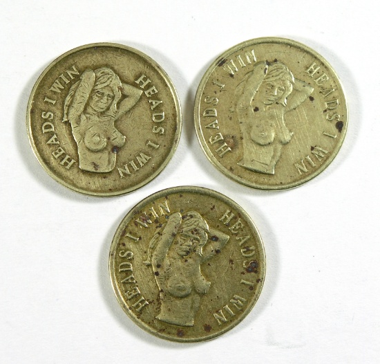 (3) Heads I Win/Tails You Lose Coins. Each 1" Dia.