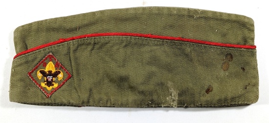 Vintage 1970s Used Garrison Boy Scout Cap. Large Size 7-7 1/8