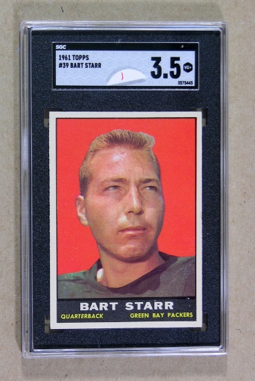 1961 Topps Football Card #39 Hall of Famer Bart Starr Green Bay Packers Gra