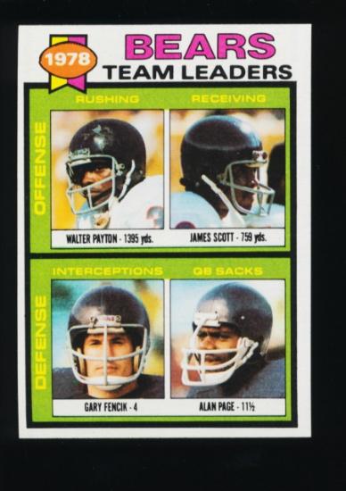 1979 Topps Football Card #132 Bears Team Leaders: Walter Payton-Gary Fencik
