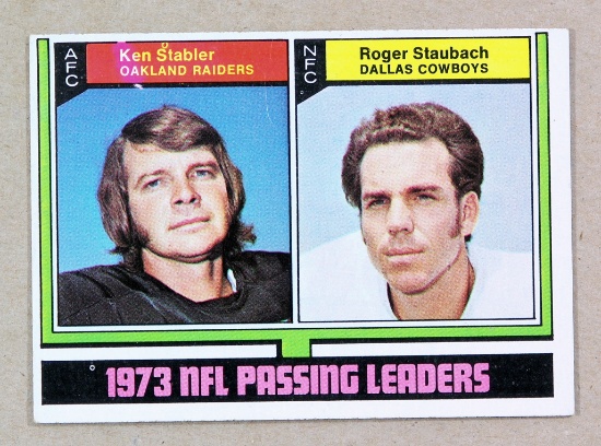 1974 Topps Football Card #329 NFL Passing Leaders: Roger Staubach-Terry Bra