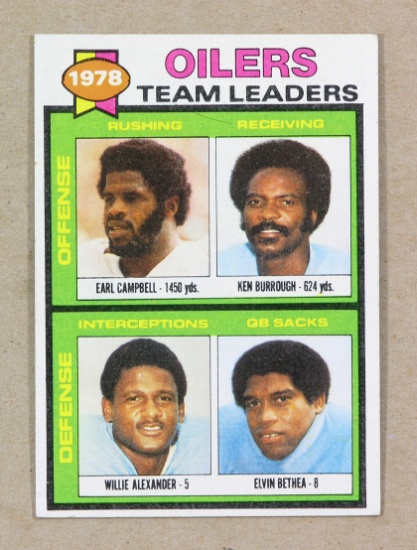 1979 Topps ROOKIE Football Card #301 Oilers Team Leaders: Rookie Earl Campb