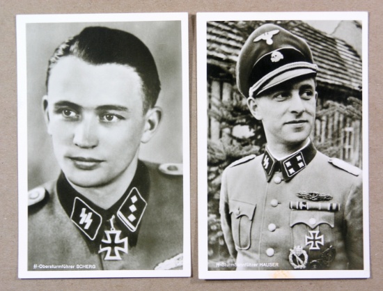 (2) Nazi SS Propaganda Postcards.  One card is of a Knight's Cross recipien