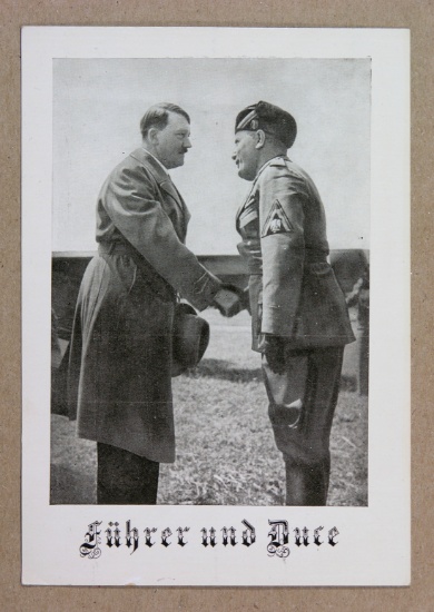 Nazi Hitler/Mussolini Propaganda Postcard